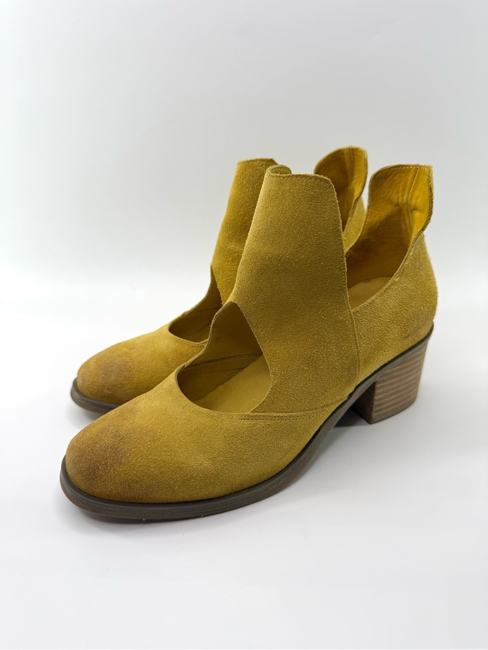 Antelope N47 Cage Mustard Suede Block Heel Booties 37/6-6.5 US - Picture 2 of 16
